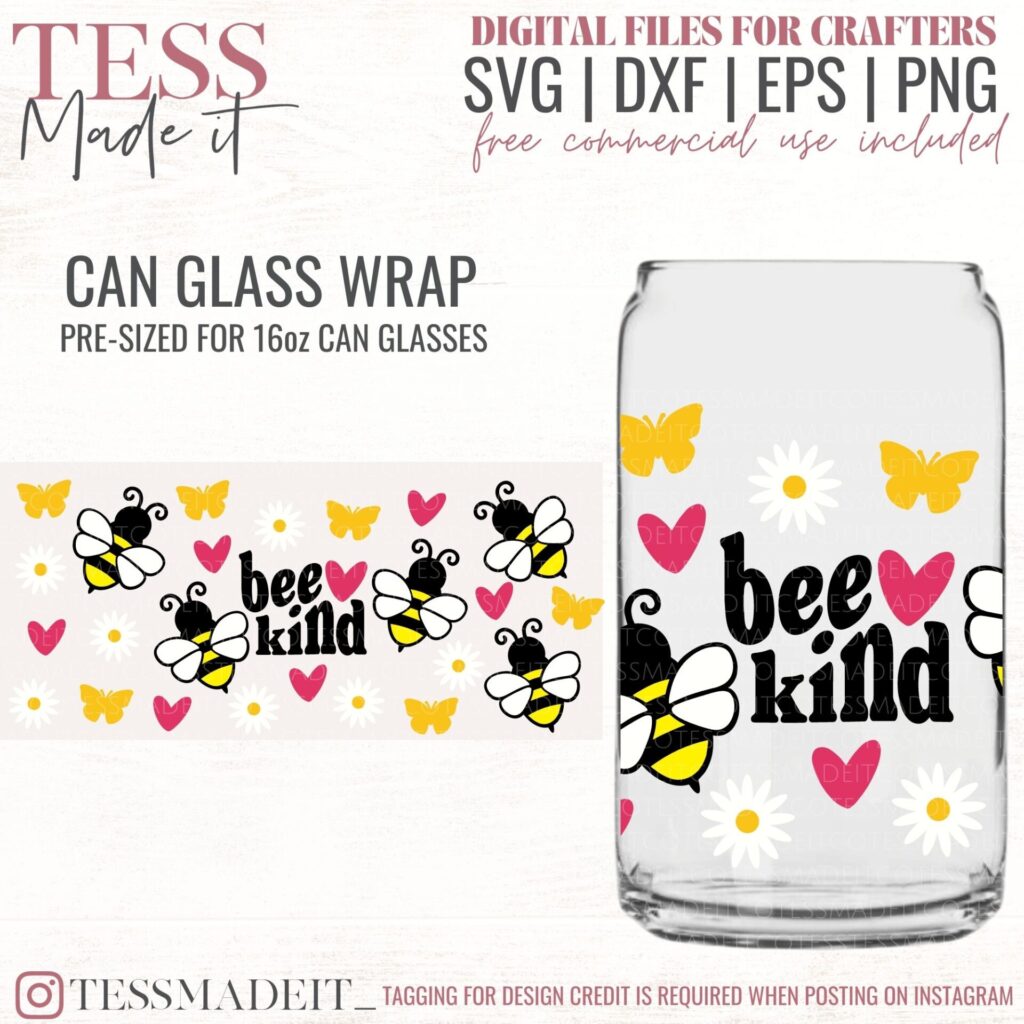 Be Kind Libbey Glass Svg Bee Kind Svg Bee Svg Tess Made It