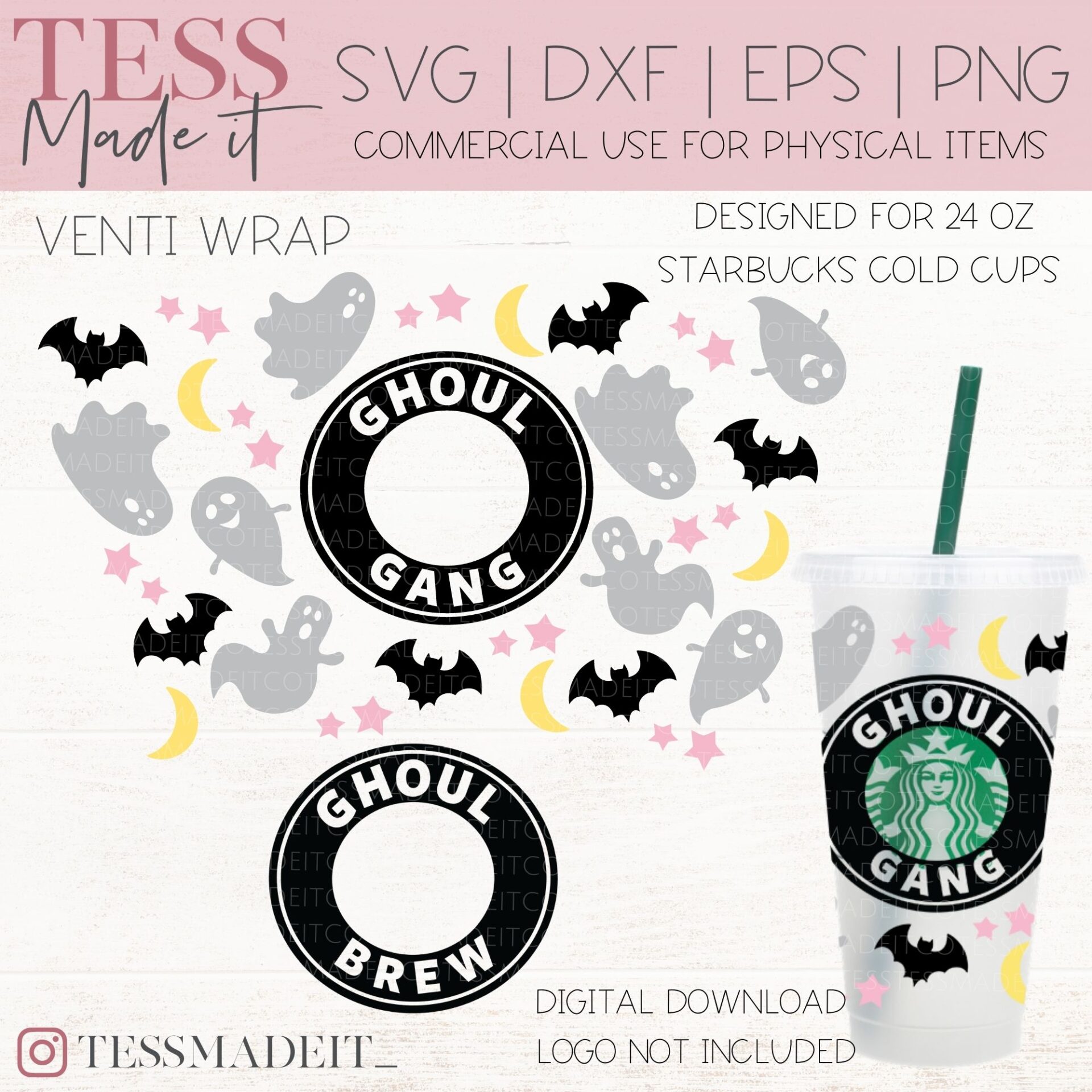 Cute Ghost SVG - Halloween Starbucks Cup SVG - Tess Made It