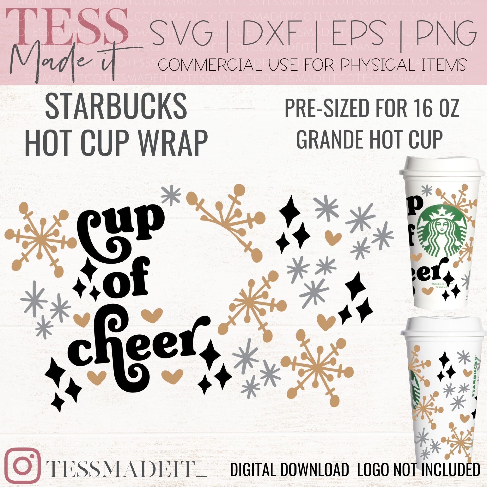 Dottie Digitals - Cute Ghosts Starbucks Hot Cup SVG PNG DXF
