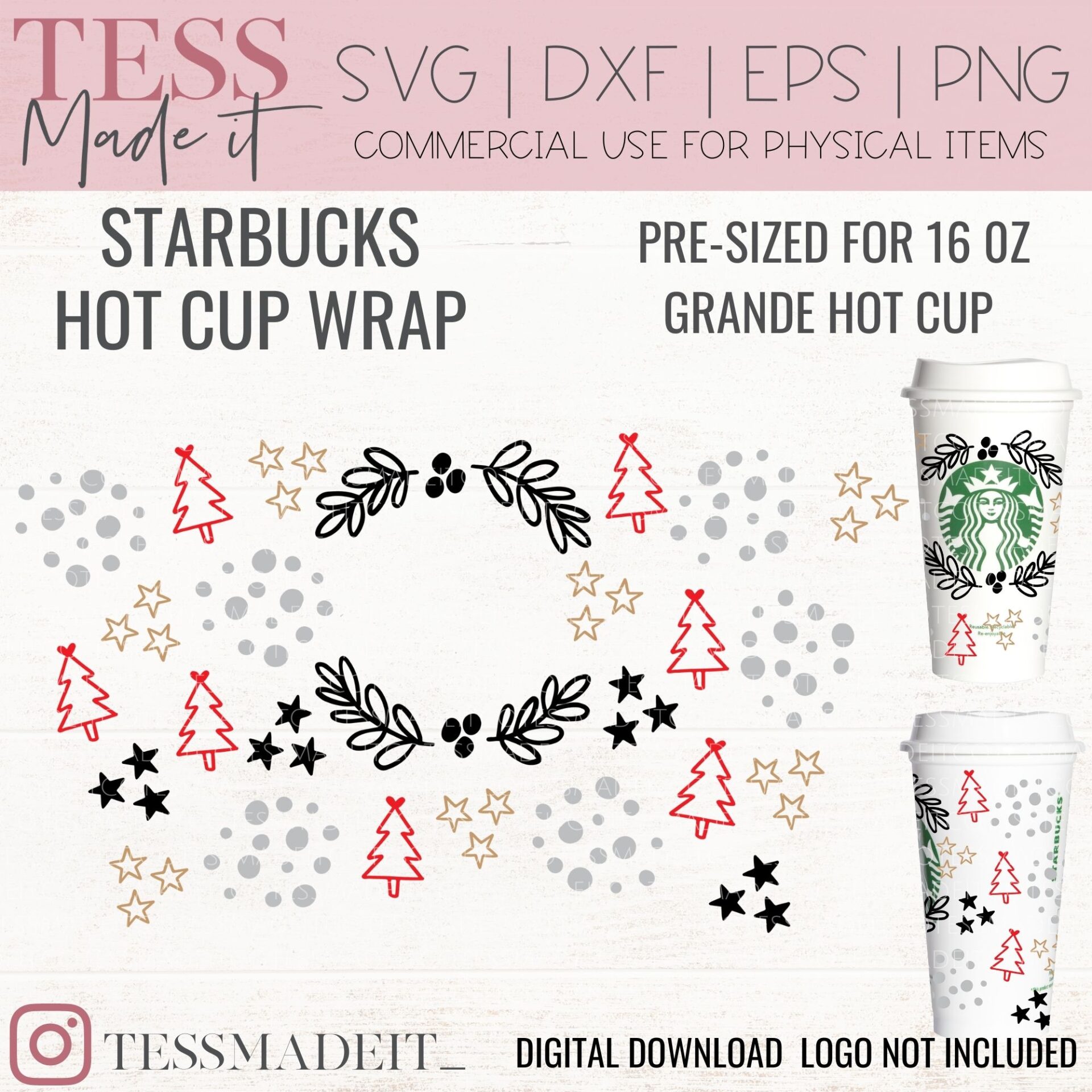 Holiday Starbucks Cup SVG - Starbucks Hot Cup SVG - Tess Made It