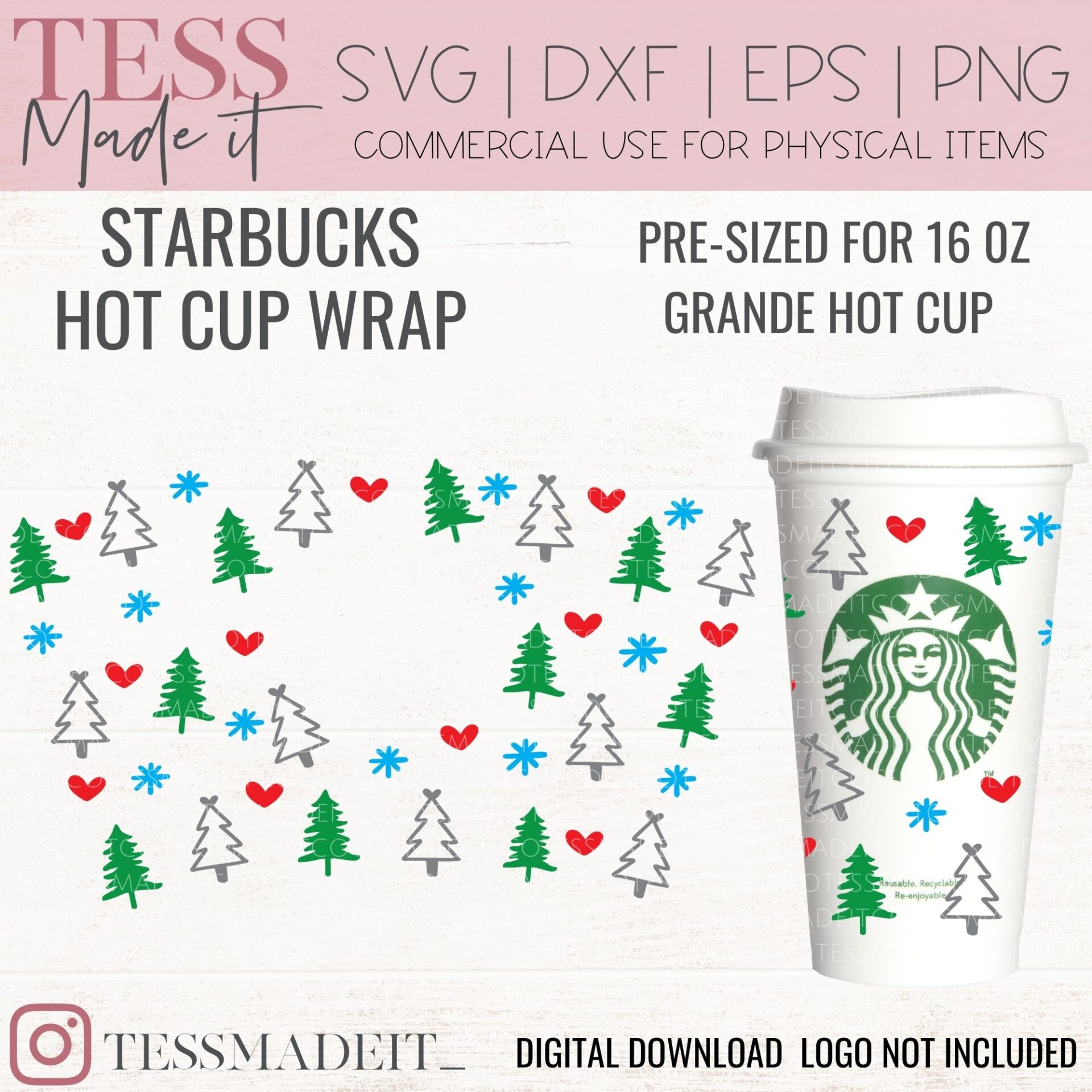 Christmas Starbucks Cup SVG - Starbucks Hot Cup SVG - Tess Made It