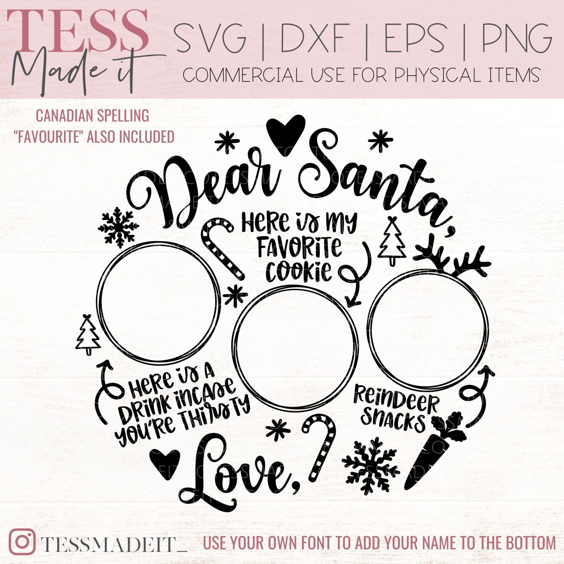 Round Santa Tray SVG - Dear Santa Tray SVG - Santa SVG