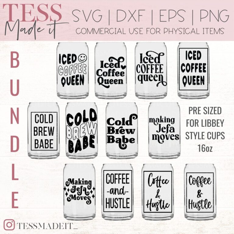 Libbey Can Glass SVG Bundle - Iced Coffee SVGS - Tess Made It