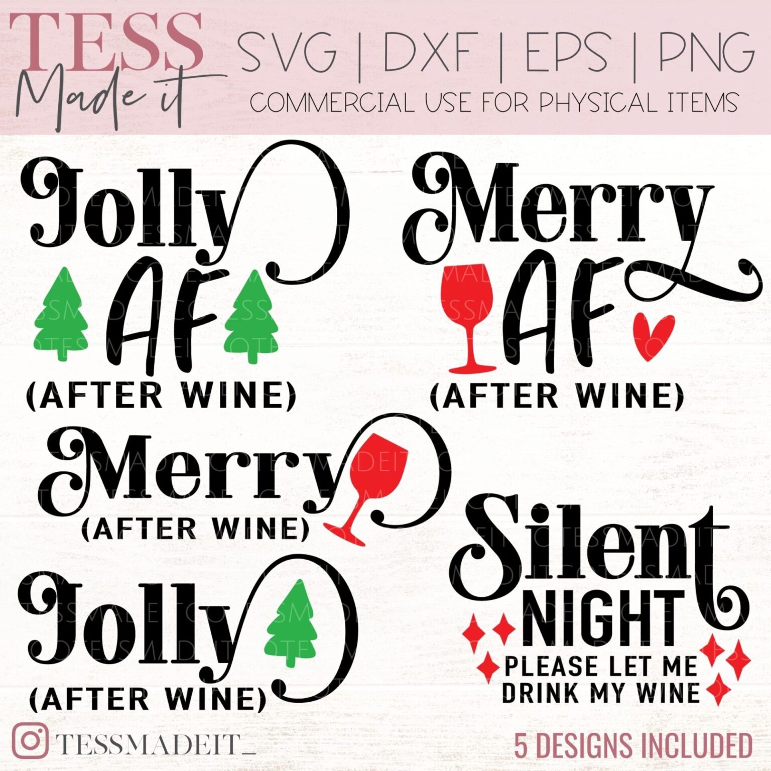 Christmas Wine Glass Svgs Funny Christmas Svg Bundle Tessmadeit 2115