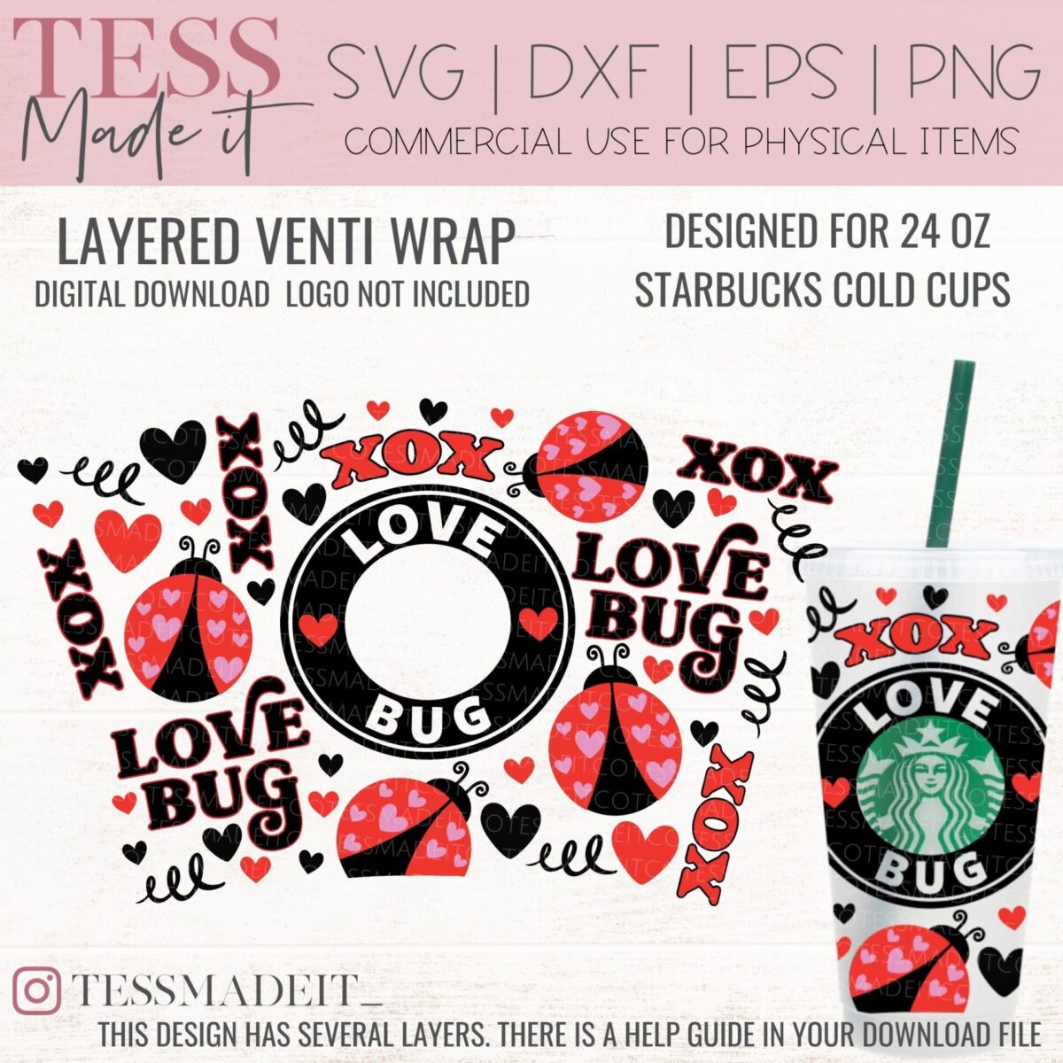 Valentine's Day Starbucks SVG - Ladybug Starbucks Cup SVG