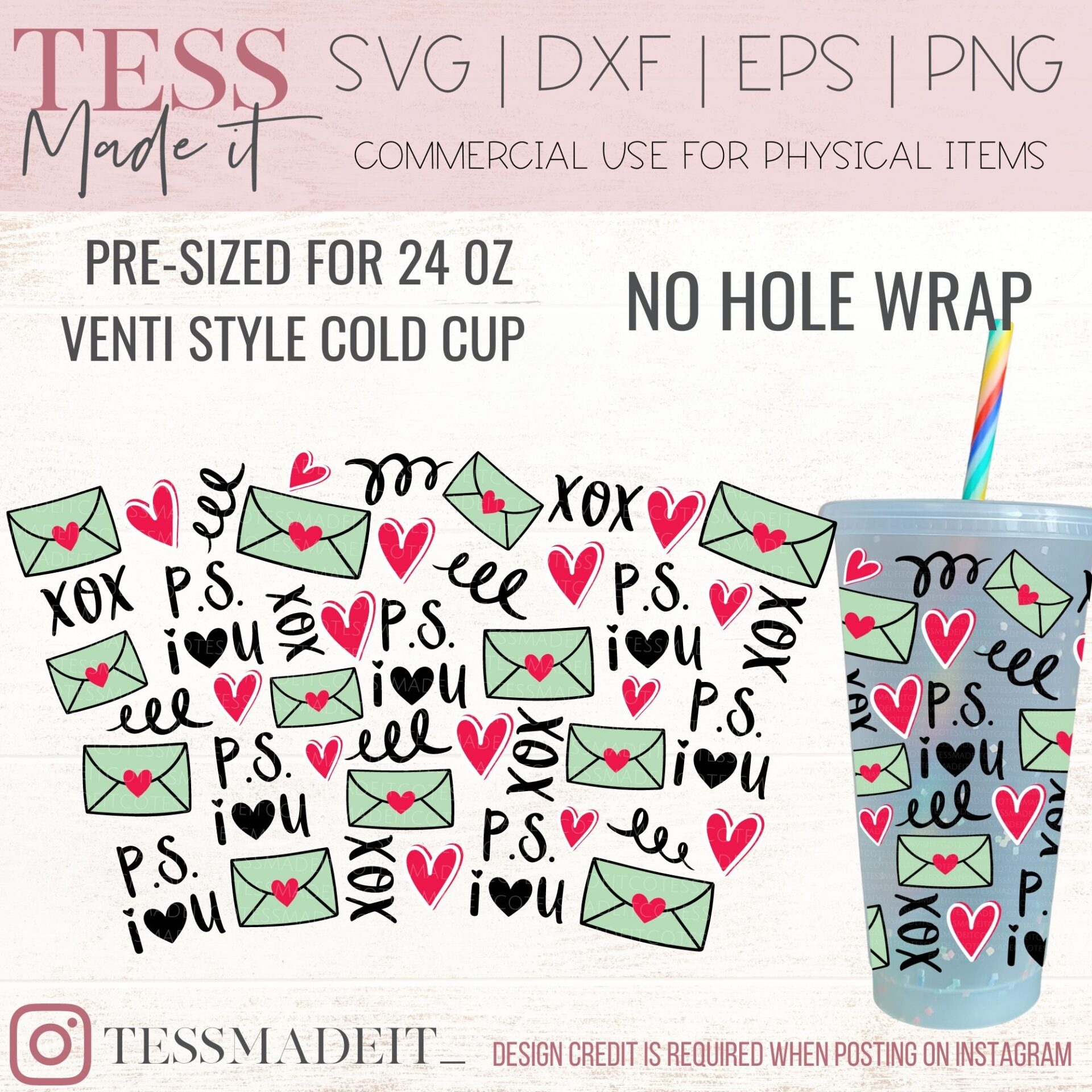 Retro Cold Cup Wrap - Venti No Logo SVG - Tess Made It