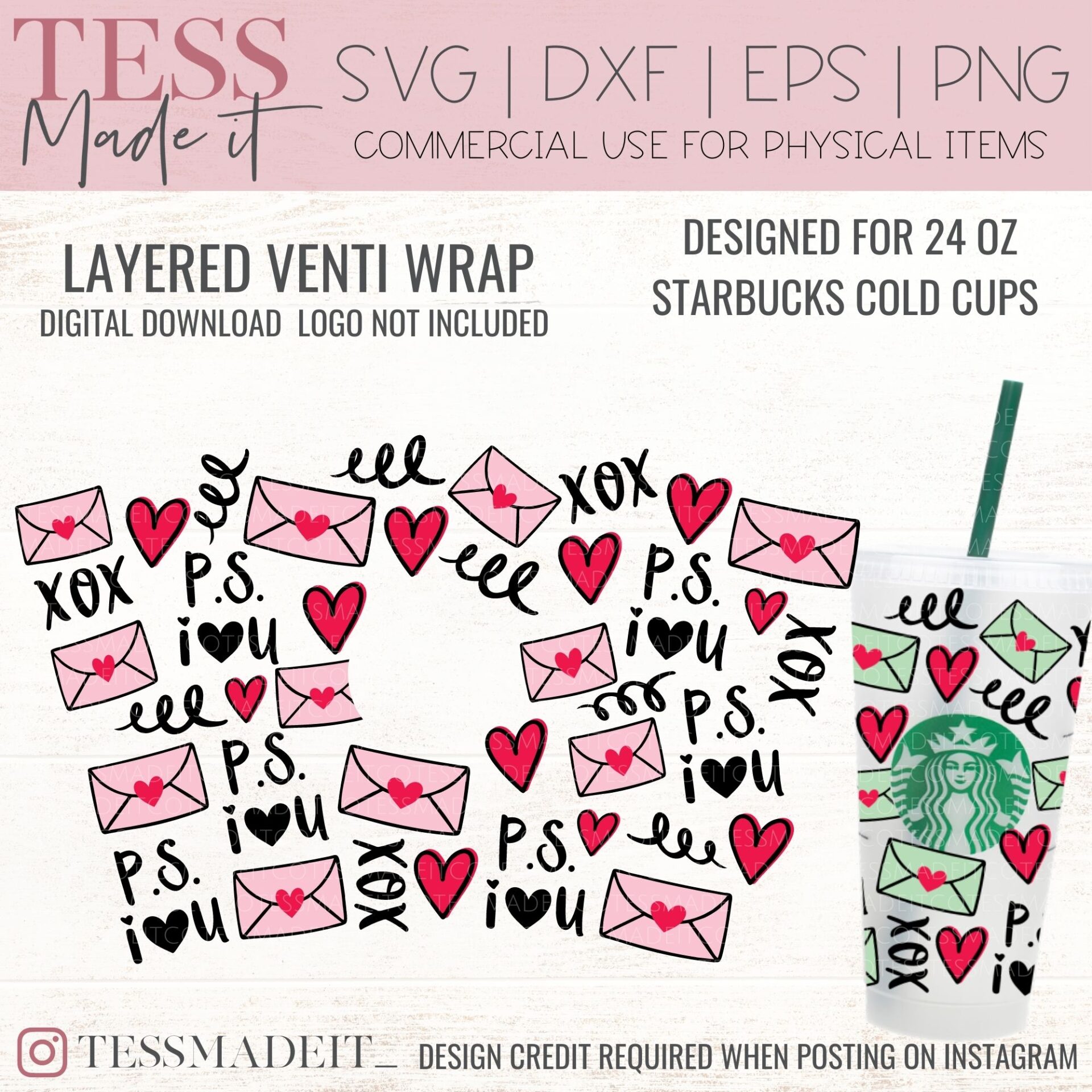 Valentine Starbucks Cup SVG - Cute Starbucks Cup Wrap