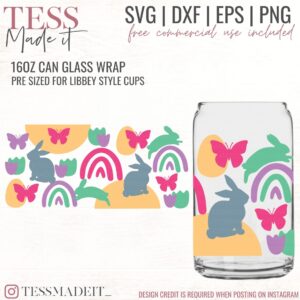 Spring Boho Can Glass SVG - Beer Can Glass SVG