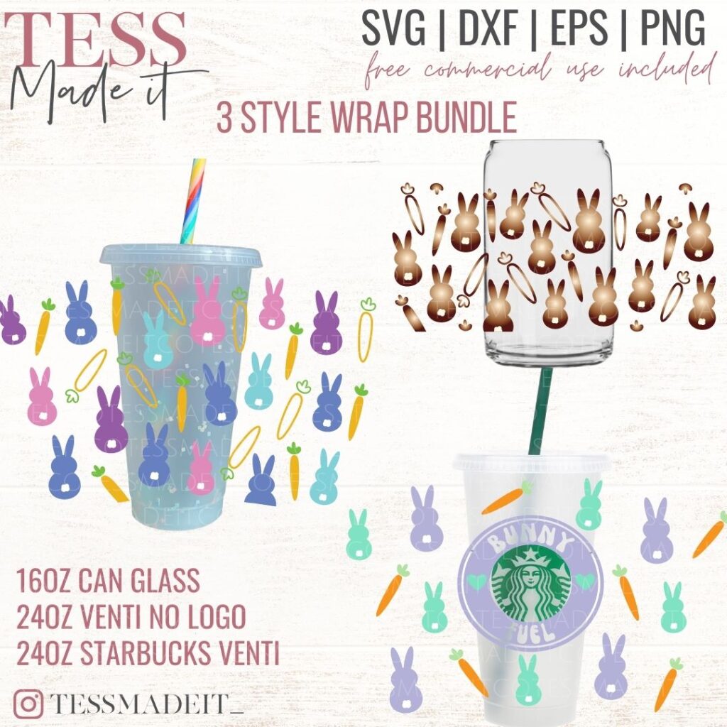 Bunny Cold Cup Trio Spring Cold Cup Svg Bundle Tess Made It 4639