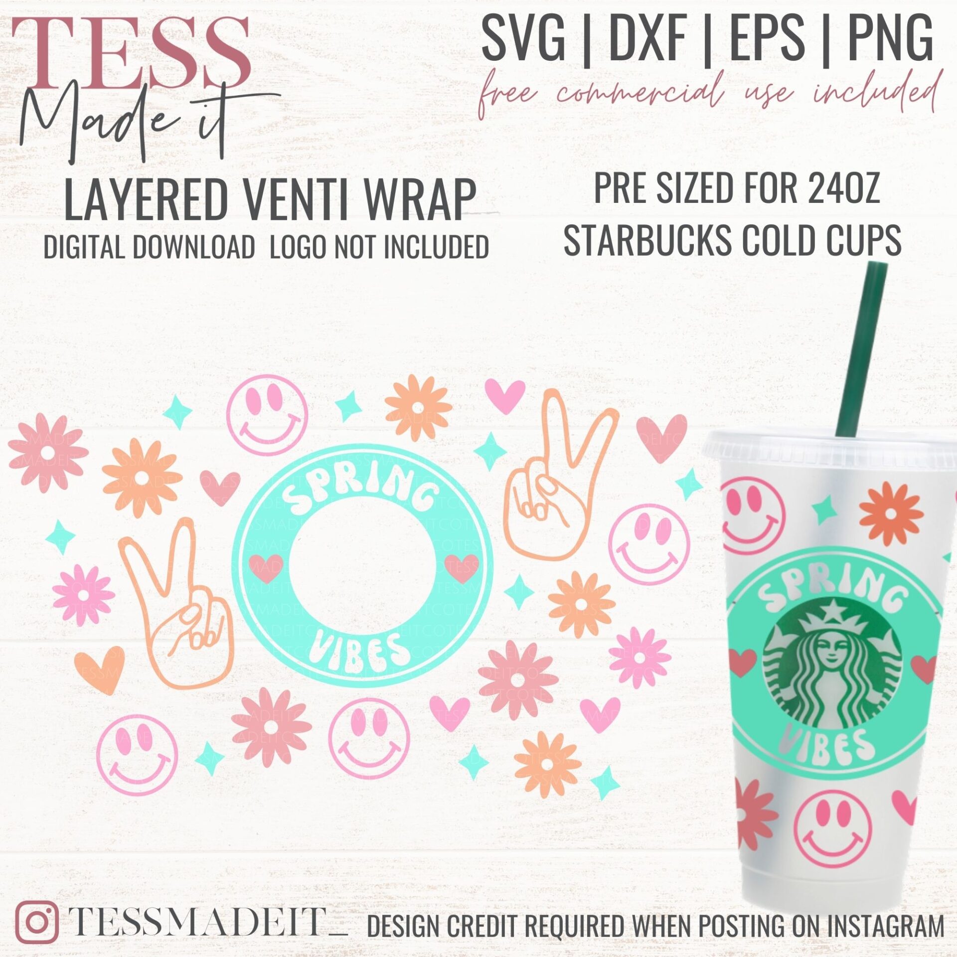 Starbucks Cup SVG - Peace Sign Starbucks SVG - Tess Made It