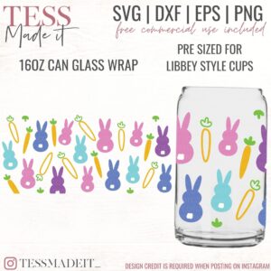Bunny Can Glass SVG - Spring Can Glass SVG
