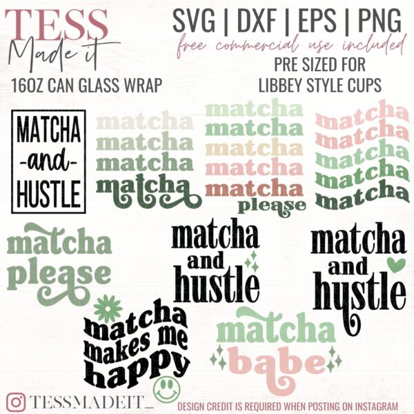 Libbey Glass SVG Bundle - Matcha SVG Bundle fo cold tea cups