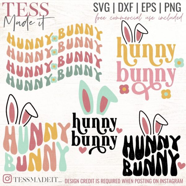 Retro Bunny SVG Bundle for DIY spring crafting. Spring SVGS