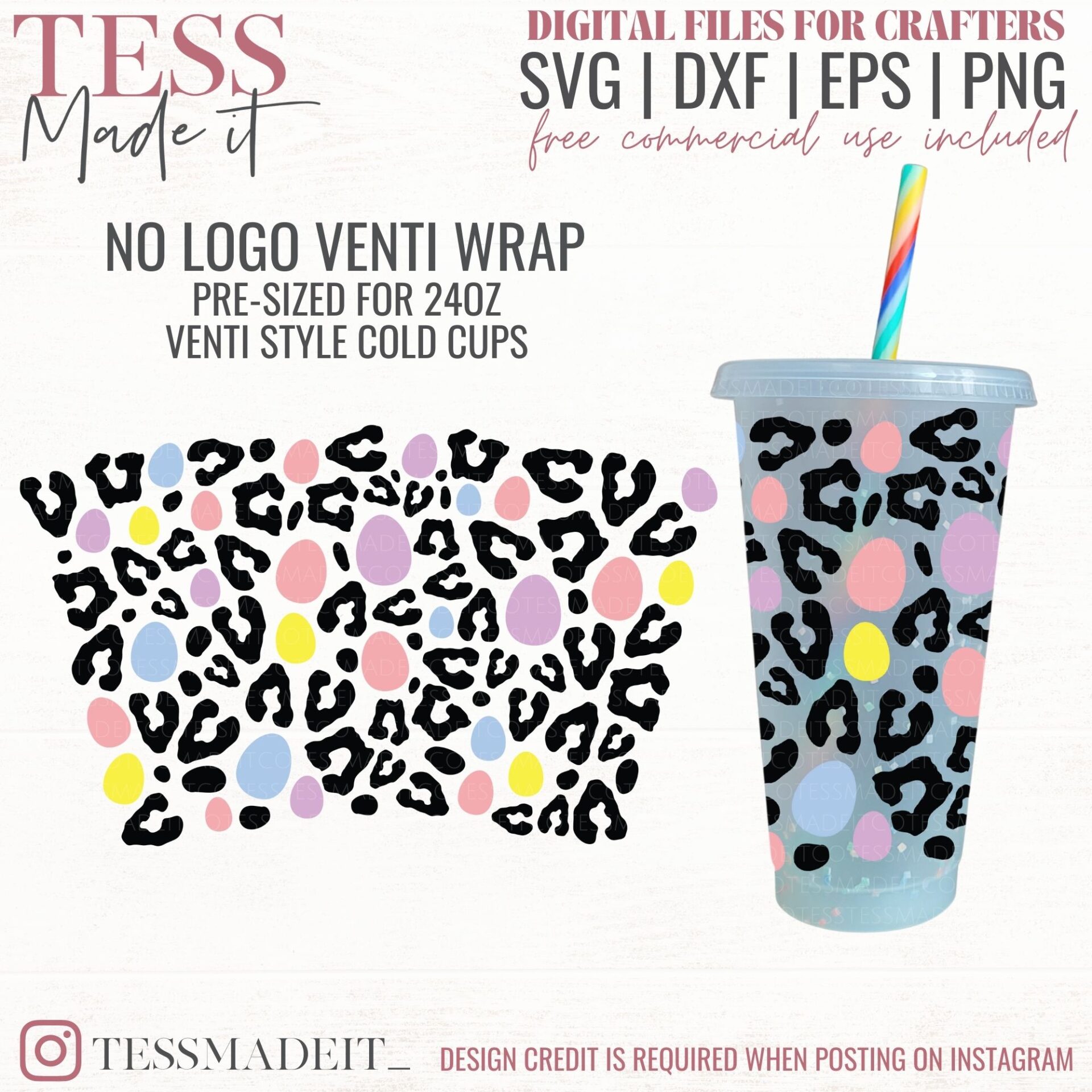 Leopard Cold Cup Wrap - Leopard No Hole SVG - Tess Made It
