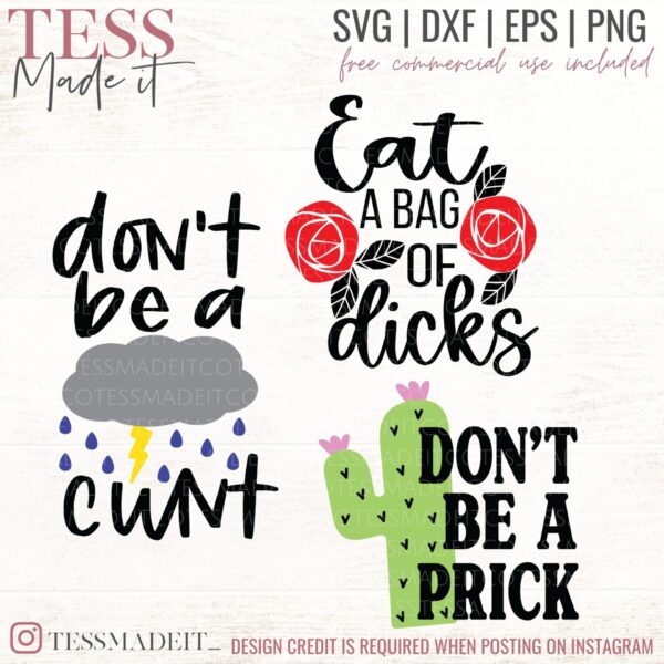 Eat A Bag of Dicks SVG Don't be A Prick SVG - Rainbow SVG