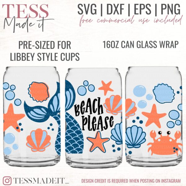 Summer Libbey SVG - Beach Please SVG for libbey cups. great for sublimation libby designs too