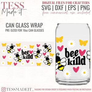 Be Kind Libbey Glass SVG - Bee Kind SVG - Bee SVG