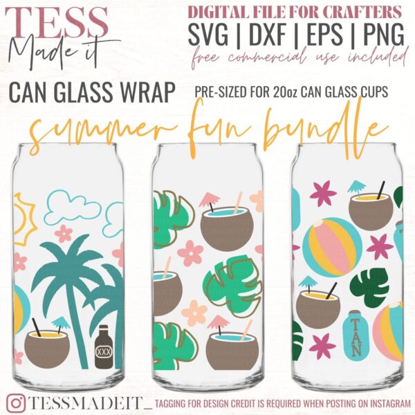 Summer Libbey Glass Wrap Bundle 3 can glass svgs