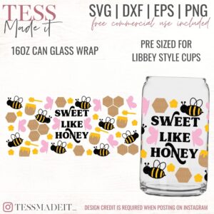 Summer Libbey Glass SVG - Honey comb SVG - Bee SVG