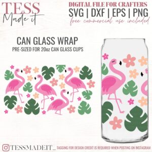 Flamingo Libbey Glass SVG - Summer Libbey SVG 20oz free commercial use svgs