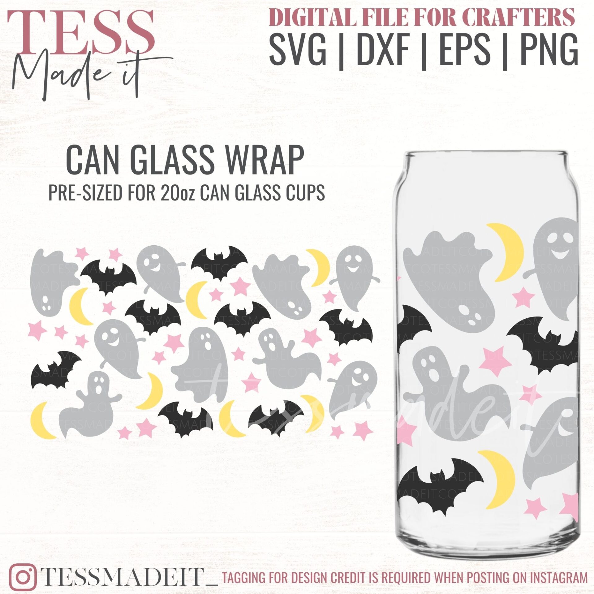 Halloween Libbey SVG - Ghost Can Glass 20oz - Tess Made It