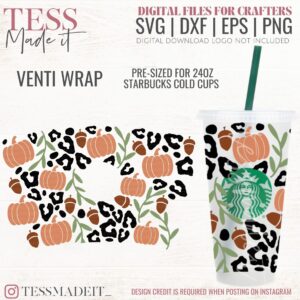 Fall Starbucks Cup SVG - Leopard Pumpkin SVG