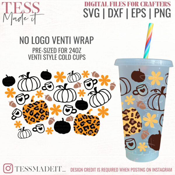 Fall Cold Cup SVG, venti wrap svg, iced coffee cup svg