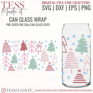 Doodle Tree SVG - Christmas Libbey Glass SVG for sublimation and cricut commercial use
