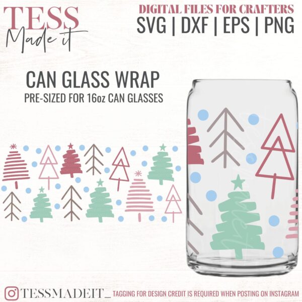 Christmas Tree Libbey SVG - Winter Glass Can SVG