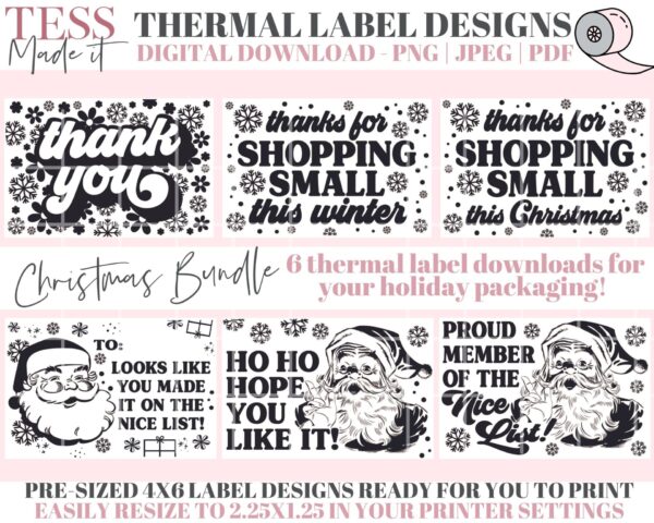 Christmas Thermal Label Bundle - Printable Labels