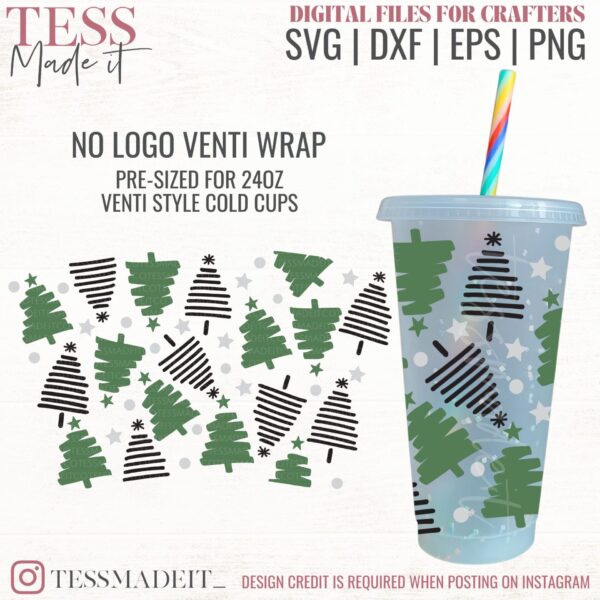 Christmas SVG Venti Cold cup wrap for regular cold cups. non starbucks cup wrap svgs