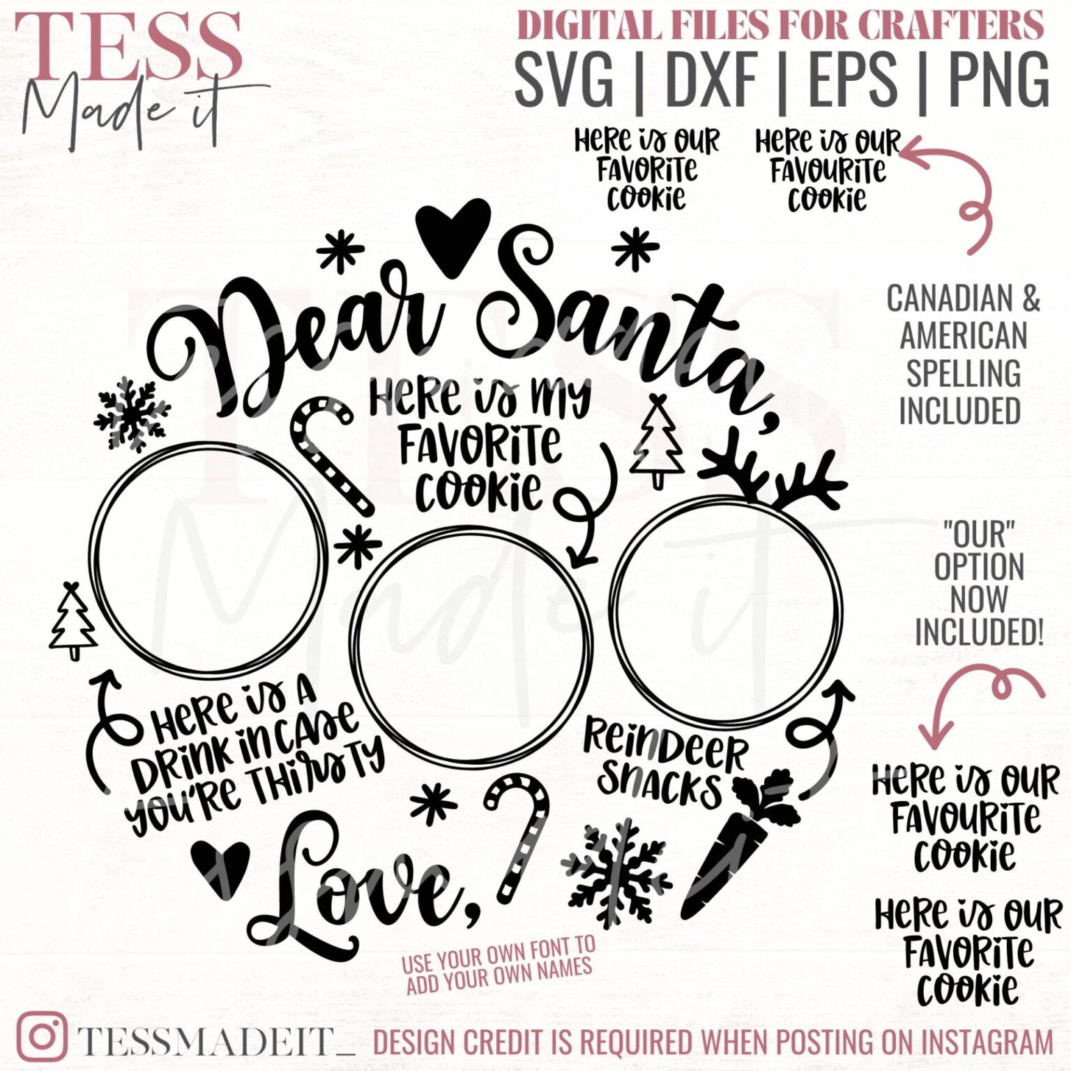 Round Santa Tray SVG - Dear Santa Tray SVG - Santa SVG