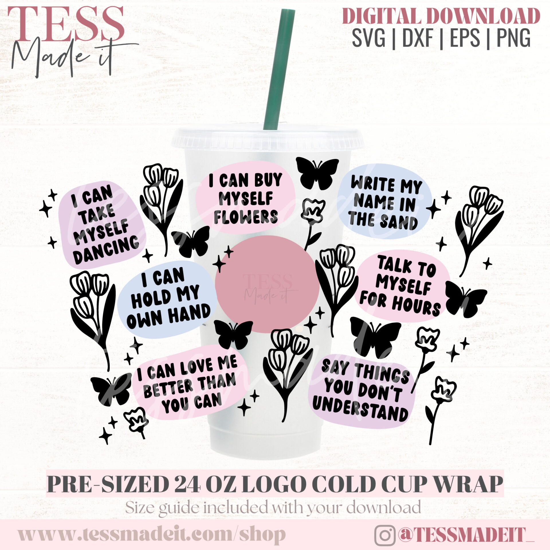 Floral Cold Cup SVG - Spring Venti Cup SVG - Tess Made It