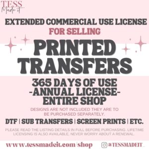 annual license printed transfers