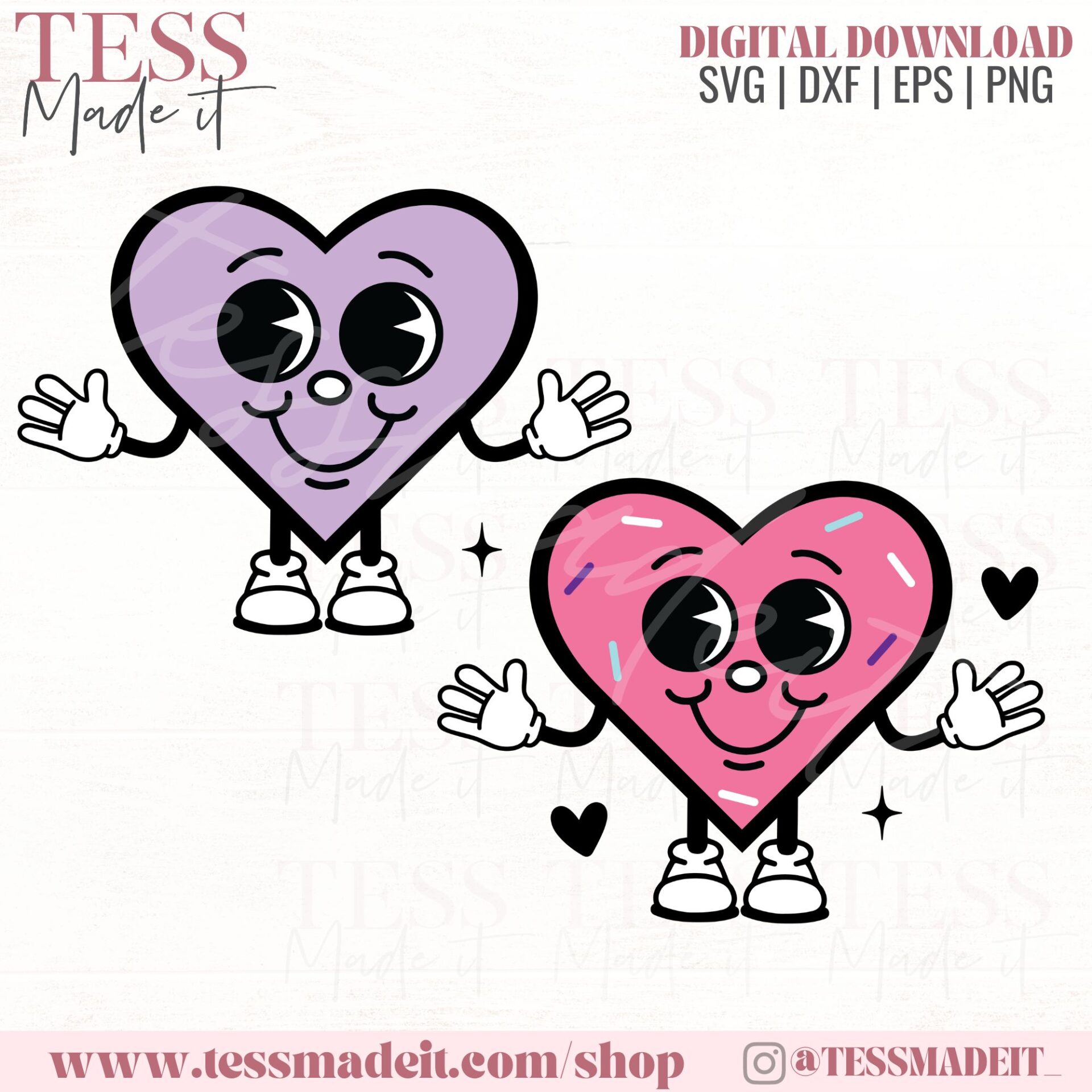 Retro Valentine's Heart SVG - Retro Heart SVG - Tess Made It