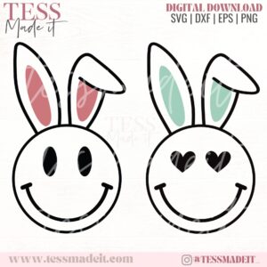 Bunny Smiley Face SVG - Bunny Ear Smiley PNG