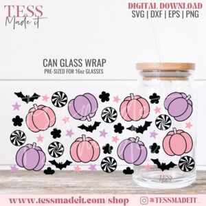 Beer Glass Wrap SVG - Halloween Glass Can SVG - Libbey SVG