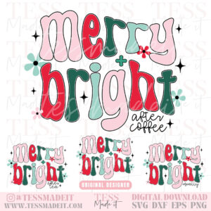 Merry and Bright SVG Groovy Christmas SVG Sarcastic SVG