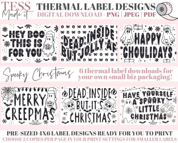 Thermal Labels - Happy Mail Stickers - Spooky Christmas Labels