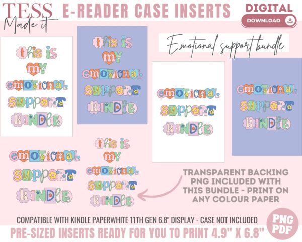 Kindle Insert Printable E-reader Case Insert Digital E-Reader Insert
