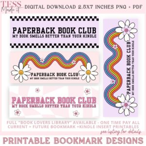 Retro printable bookmarks for download to print at home